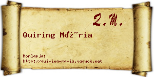 Quiring Mária névjegykártya